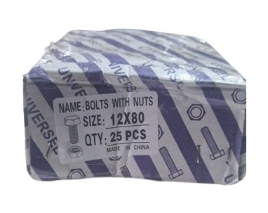 Paquet de boulons + écrous 12X80 mm
